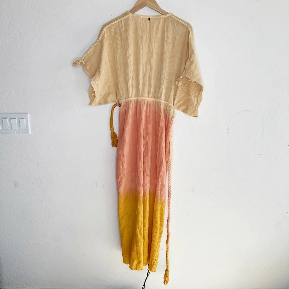 Z&L EUROPE Deep V-Neck Tassel Rope Belt Ombre Maxi Dress / Swim Cover Up - Picture 4 of 10